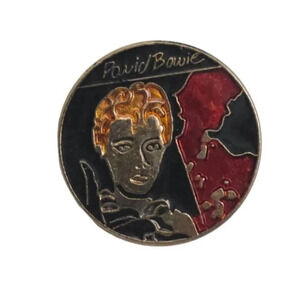 David Bowie 1980s Multicolor Enamel Music Pop Pin Gold Tone Vintage